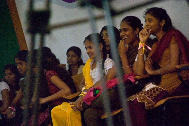 A rapt audience watching the female version of Dahi handi